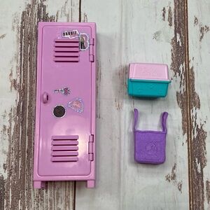 Barbie Mattel Accessories Dog Carrier Purple Grocery Bag & Barbie Locker